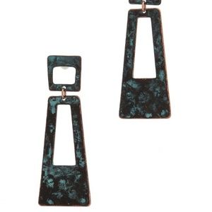 New Patina Triangle Cut -Out Earrings
